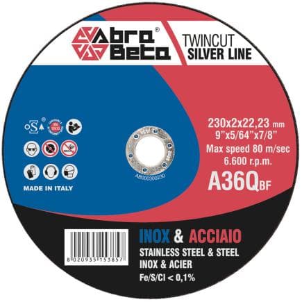 ABRA BETA AB000300230 - A36Q - Disques à tronçonner minces à centre plat (lot multiple)