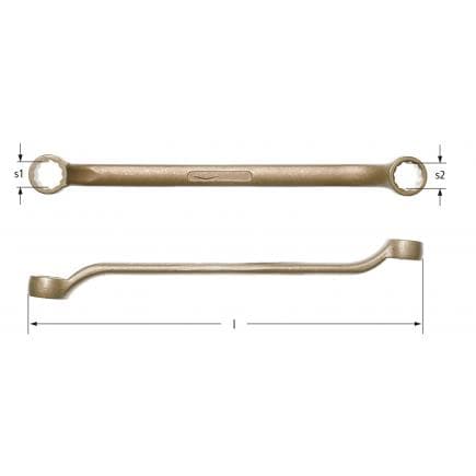 AMPCO AC0608A - Clé polygonale double courbe, Aluminium-Bronze (métrique)