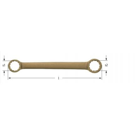 AMPCO AD0607A - Clé polygonale double droite, Aluminium-Bronze (métrique)