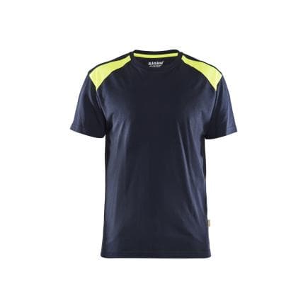 BLAKLADER 337910428633XXXL - T-shirt Bleu marine foncé/Jaune fluo