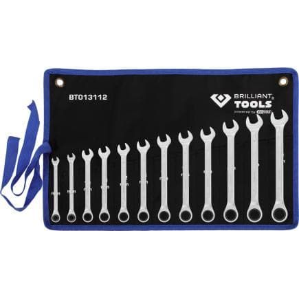BRILLIANT TOOLS BT013112 - Jeu de clés polygonales à cliquet 8 - 19 mm (12 pcs.)