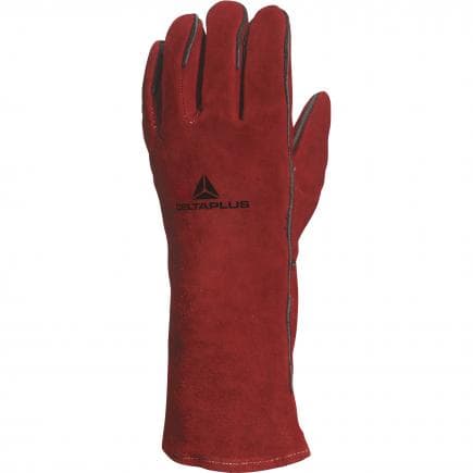 DELTA PLUS CA615K10 - Gant soudeur rouge croute anti-chaleur cousu kevlar® (lot muliple)