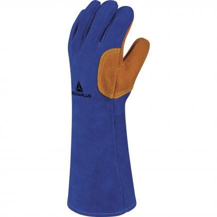 DELTA PLUS TER30009 - Gant soudeur bleu-jaune avec croute de bovin anti-chaleur (lot muliple)