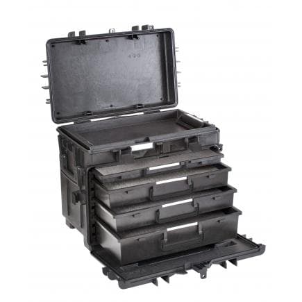 EXPLORER CASES 5140.BKT01.AH - Chariot hermétique en polypropylène avec tiroirs extractibles noire tiroirs avec mousse