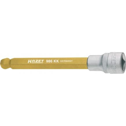 HAZET 986KK-7 - Embout de clé à douilles hexagonal à tête sphérique métrique long avec adaptateur carré intérieur 1/2"