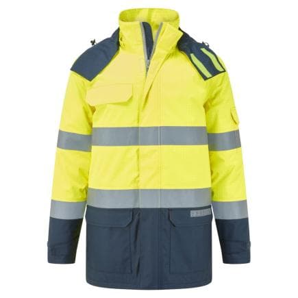 PORTWEST FR617YNRL - Parka Bizflame HV, Jaune/Marine Blu