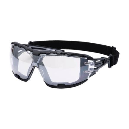 PORTWEST PR02MIR - Lunettes de sécurité Wraparound Plus Anthracite, Miroir clair (usage intérieur/extérieur)