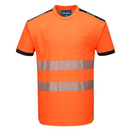 PORTWEST PW318OBRL - T-shirt PW3 Hi-Visible S/S, Orange/Noir
