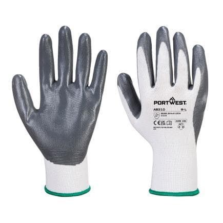 PORTWEST AB310W7RXL - Gant en nitrile Grip 13 (PK12), blanc/gris