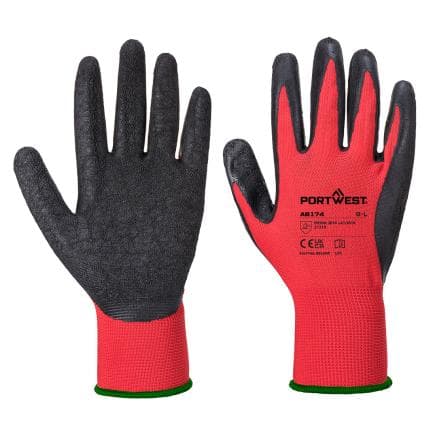 PORTWEST AB174R8RS - Grip 13 Latex Crinkle Essential Multipack (Pk12), Rouge/Noir