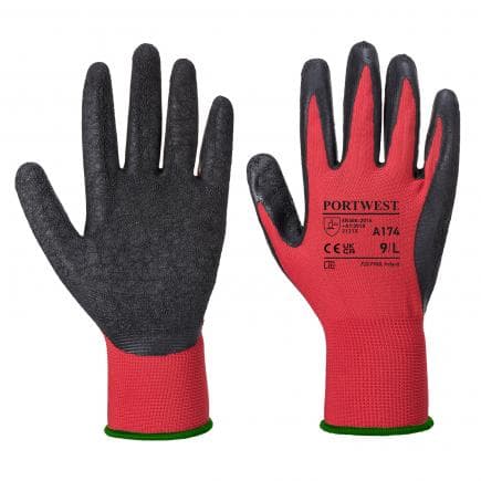 PORTWEST A174R8RXL - Gant latex flex grip, rouge/noir (lot multiple)