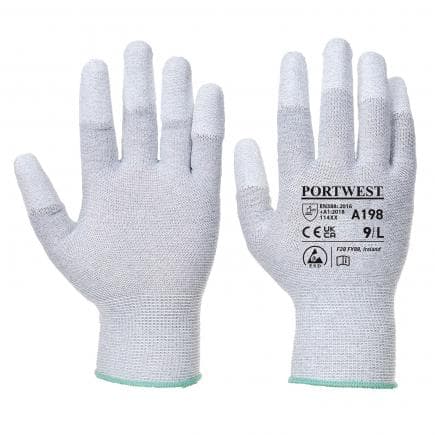 PORTWEST A198GRRXS - Gant antistatique doigts enduit PU, gris (lot multiple)