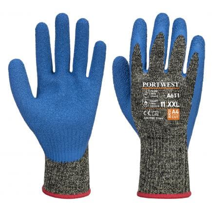 PORTWEST A611K4RL - Gant anticoupures aramide latex hr, noir/bleu