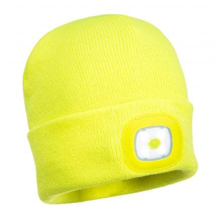 PORTWEST B028YER - Bonnet beanie double LED rechargeable, jaune