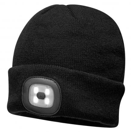 PORTWEST B029BKR - Lampe frontale LED rechargeable usb beanie, noir