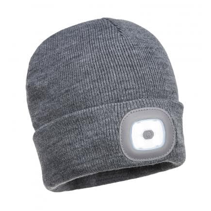 PORTWEST B029GRR - Lampe frontale LED rechargeable usb beanie, gris