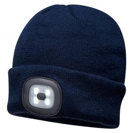 PORTWEST B029NAR - Lampe frontale LED rechargeable usb beanie, marine
