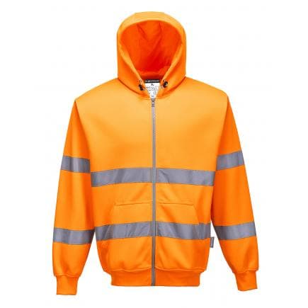 PORTWEST B305ORRL - Sweat zip Hi-Vis à capuche, orange
