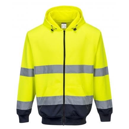 PORTWEST B317YNRL - Sweat à capuche bicolore à zip, jaune/marine