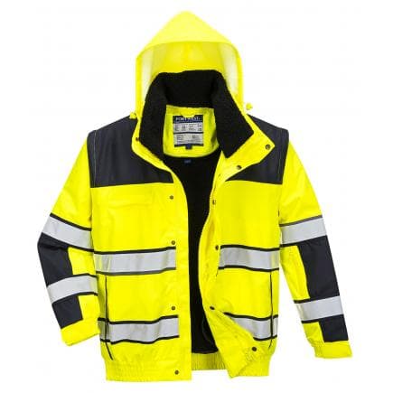 PORTWEST C466YBRL - Blouson Hi-Vis 3 en 1, jaune/noir