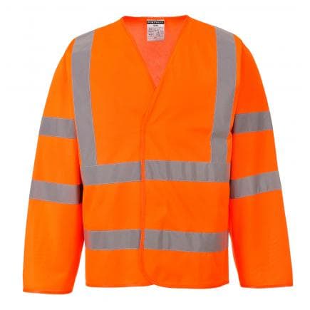 PORTWEST C473ORRL/XL - Gilet 2 bandes & baudrier manches longues, orange