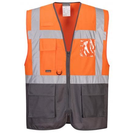 PORTWEST C476OGYL - Gilet Executive Warsaw, orange/gris