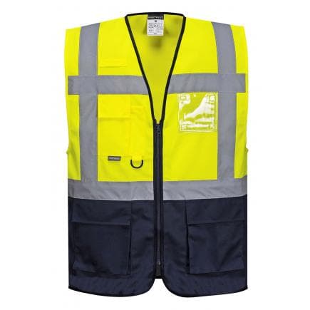PORTWEST C476YNRXL - Gilet Executive Warsaw, jaune/marine