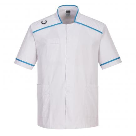 PORTWEST C821WARS - Tunique médicale homme, blanc/bleu aqua
