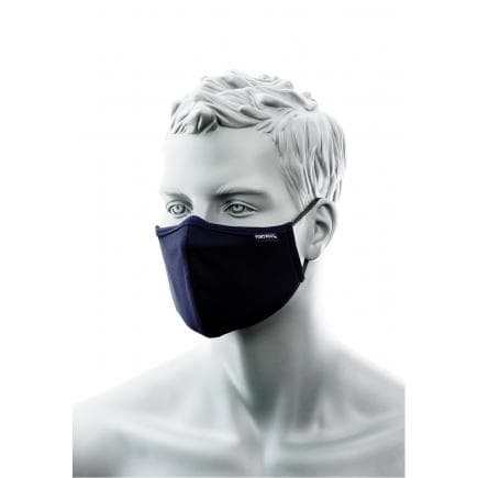 PORTWEST CV35NAR - Masque facial en tissu antimicrobien à 3 épaisseurs avec bande nasale (pk25), marine