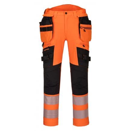 PORTWEST DX442OBR34 - Pantalon DX4 haute-visibilité avec poches flottantes démontables, orange/noir