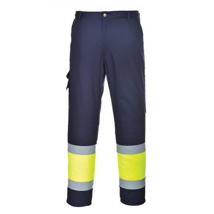 PORTWEST E049YNRXL - Pantalon Combat Hi-Vis bicolore, jaune/marine