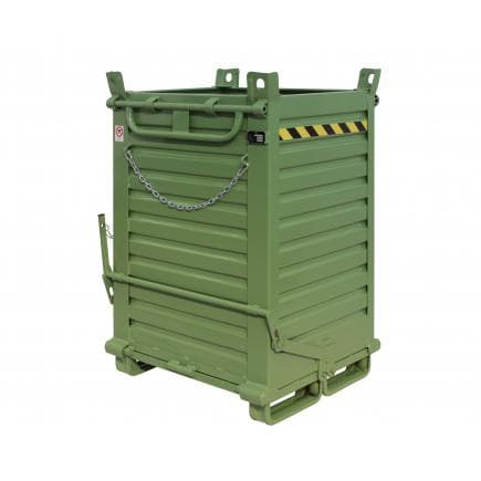 SALL - Benne acier à ouverture à fond rabattable avec 2 portes, vert
