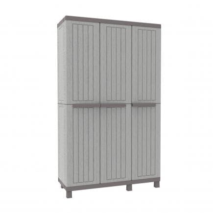 TERRY 1002720 - Armoire en plastique finition bois 3 portes 3 étagères 102x39x170 cm.