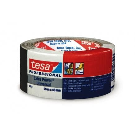 TESA - Extra Power® Universal American bande de tissu plastifié multi-usages noir 25 mt x 48 mm. Couleur Noir.